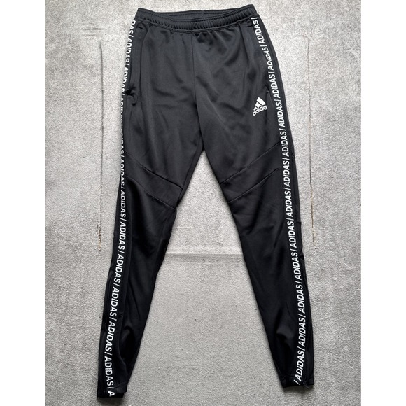 Adidas Women's Black Joggers Small Athletic Track Pants Logo Side Stripe Zip Leg - Picture 1 of 11